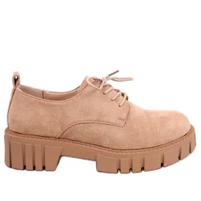BM Amparo kaki suède loafers met plateauzool beige